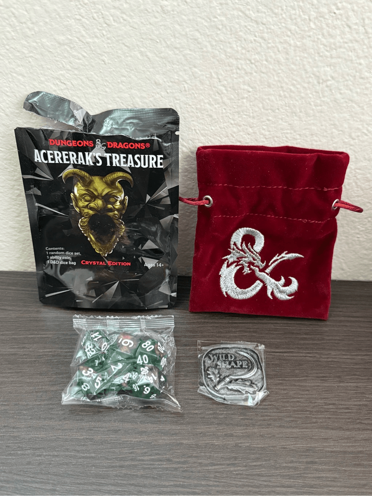 Dungeons & Dragons Acererak's Treasure Crystal Edition Dice Set + Bag + Coin-image