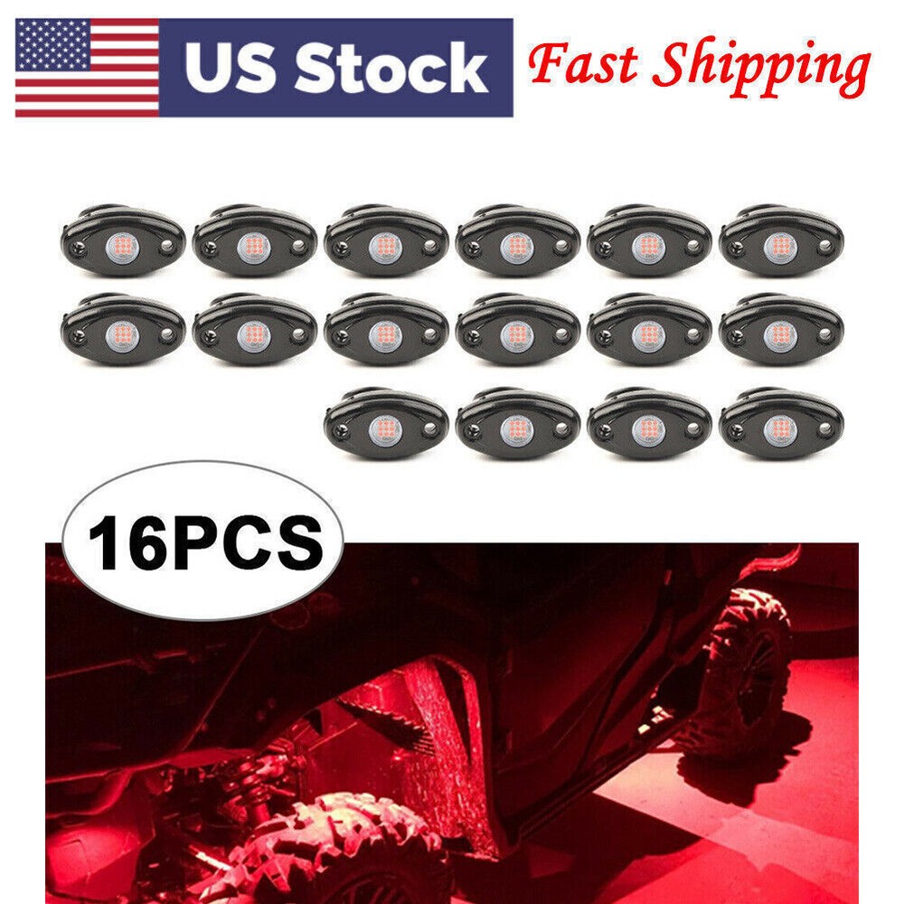 16 Pods LED Rock Light Fit JEEP Offroad Truck Under Body Trail Rig Lamp Light