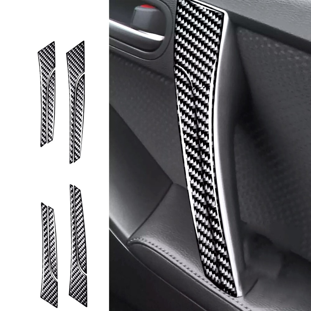 Carbon Fiber Car Inner Door Pull Handle Trim Sticker For Mazda 3 Axela 2010-2013