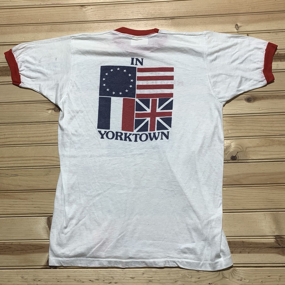 Vintage 80s Revolutionary Experience Yorktown Ringer Shirt Size Large