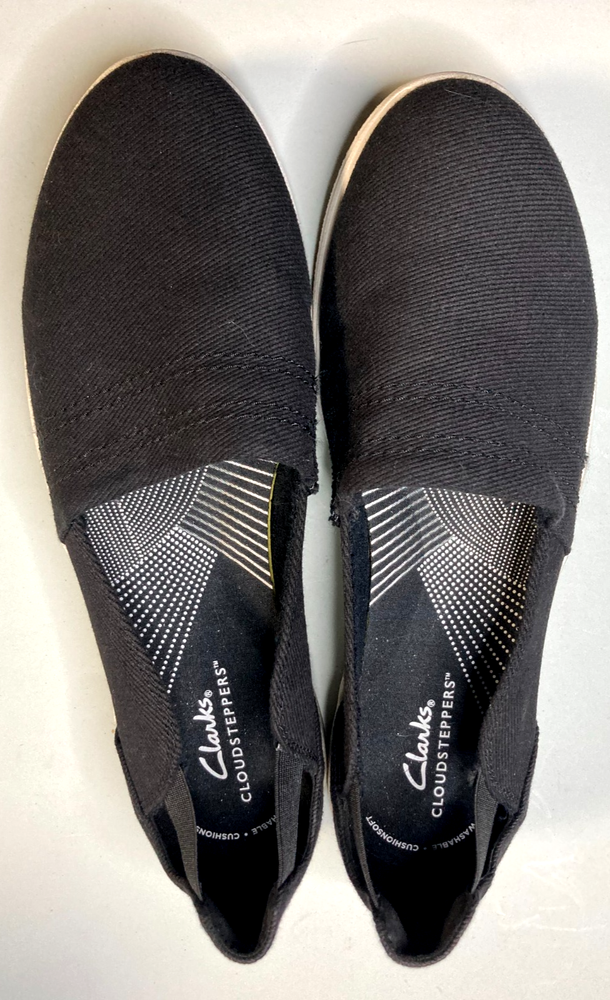 Clarks Cloudsteppers Canvas Slip-Ons Breeze Step Black 8.5 US New No Box