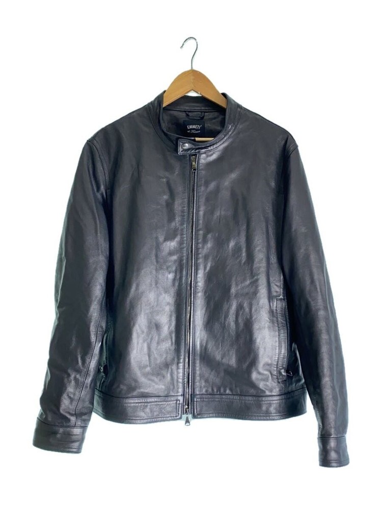 Emmeti Black Leather Single Rider Jacket Plain Design Giappone-078 347