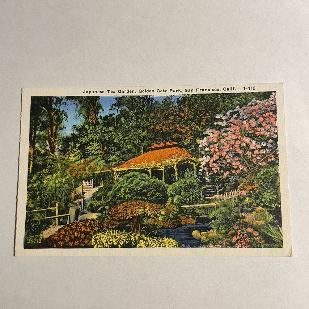 Vintage Linen Postcard Japanese Tea Garden, Golden Gate Park, San Francisco