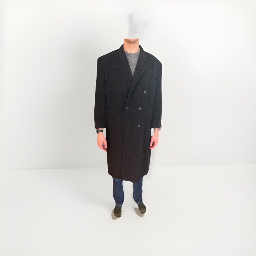 Vintage Men's Black Wool Overcoat (Brand: Gianfranco Ruffini)