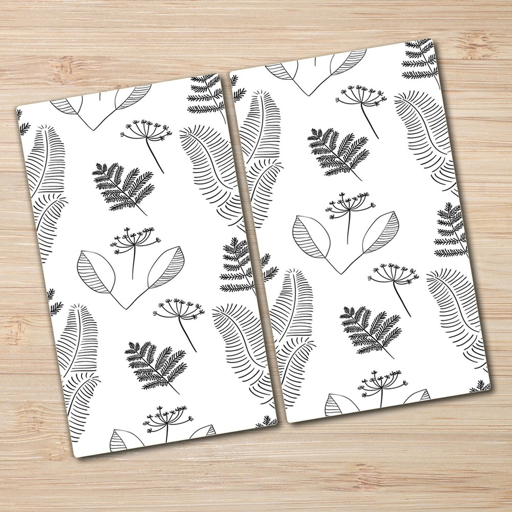 Tempered Glass Bread Board Worktop Saver Scandinavian Vector Floral 2x30x52