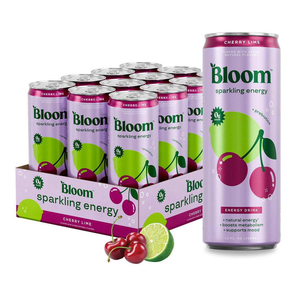 Bloom Sparkling Energy Drink - Natural Caffeine, Zero Sugar, 180Mg Caffeine - An