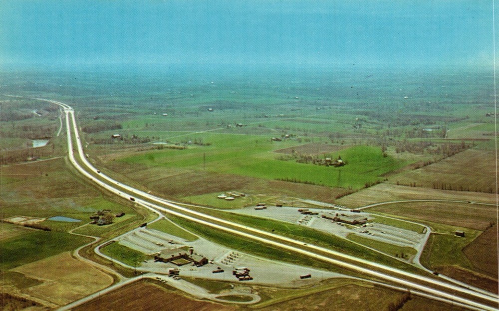 Postcard aerial View Ohio Turnpike, Youngstown, Ohio