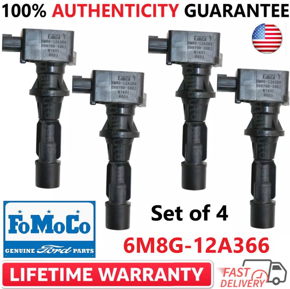 Set of 4 OEM FOMOCO Ignition Coils For 2006-2013 Mazda 3 6 CX-7 I4, 6M8G-12A366