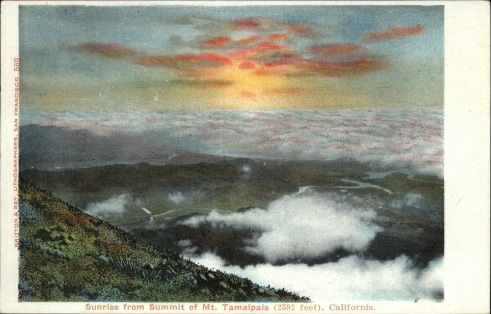 Mt Tamalpais CA Sunrise from the Summit c1905 UDB Britton & Rey unused postcard