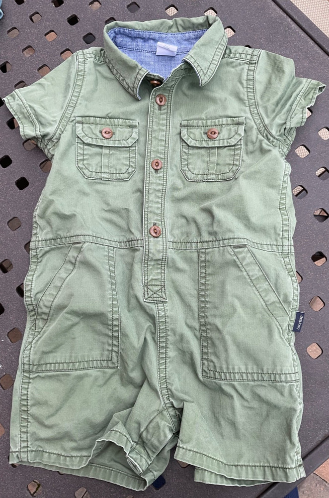 Baby Gap Romper Denim Green Shorty One-Piece Boys 6-12 Months Cute!