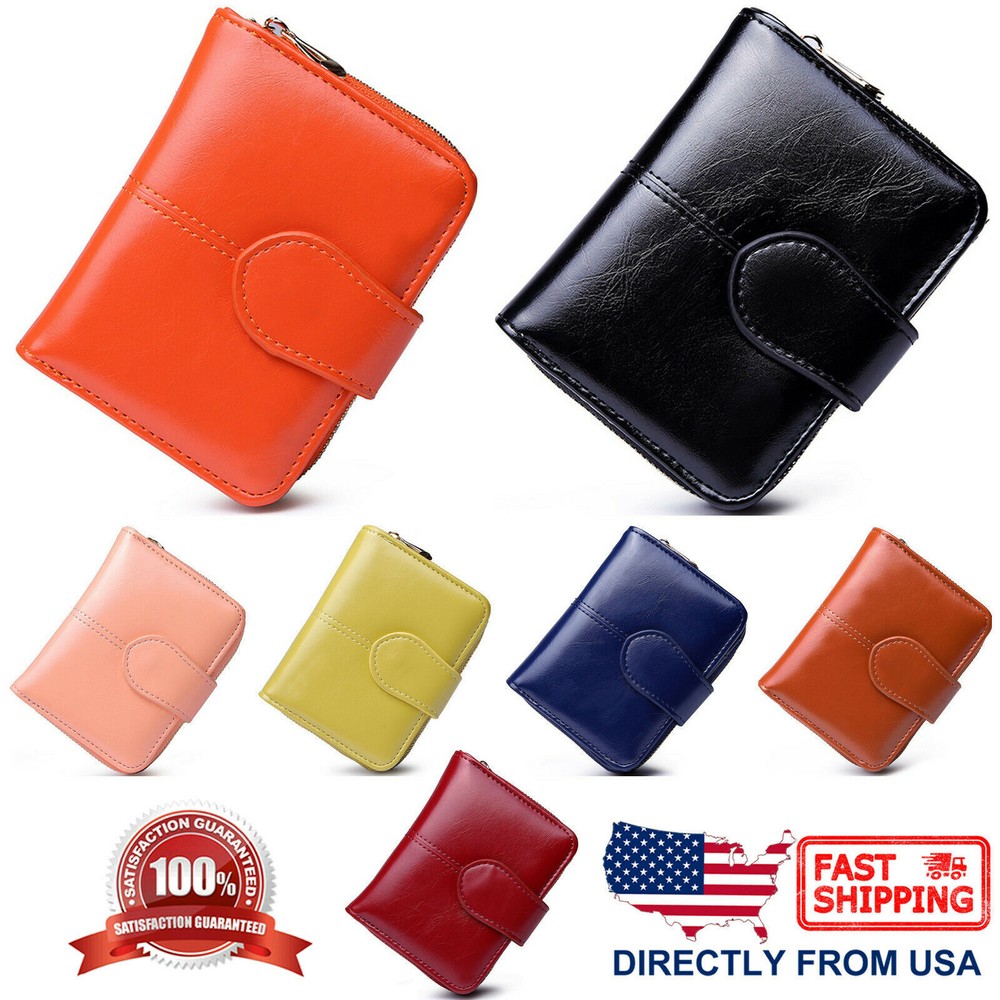 Women's Short Leather Wallet Coin Purse Bifold Credit Card Holder Small Handbag