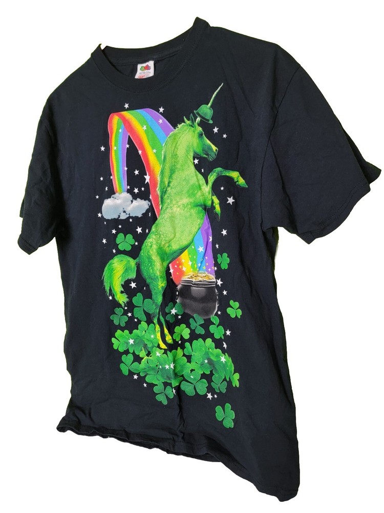 St Patricks Pattys Day Green Unicorn Rainbow Clover Pot Of Gold Lucky Shirt FOTL