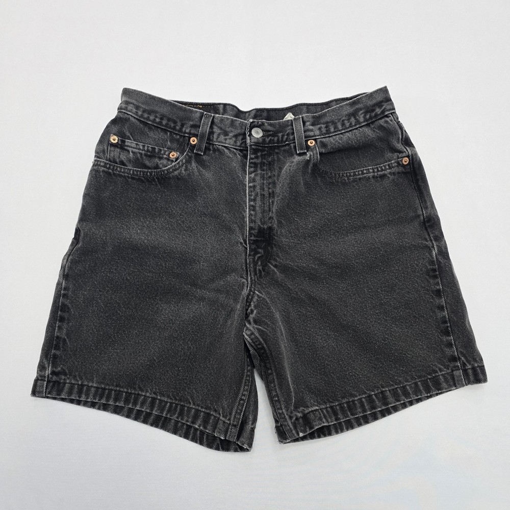 Levis 550 Black Denim Shorts Vintage Mens 34