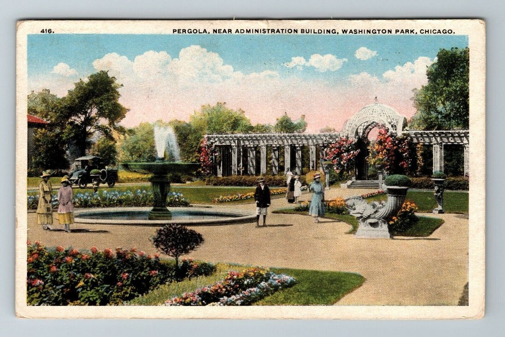 Chicago IL-Illinois, Pergola, Administration Building, Park, Vintage Postcard