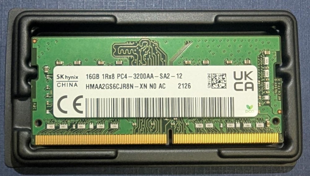 SK HYNIX HMAA2GS6CJR8N-XN 16GB 1Rx8 PC4-3200AA-SA2-12 DDR4 CL22 SODIMM - Tested