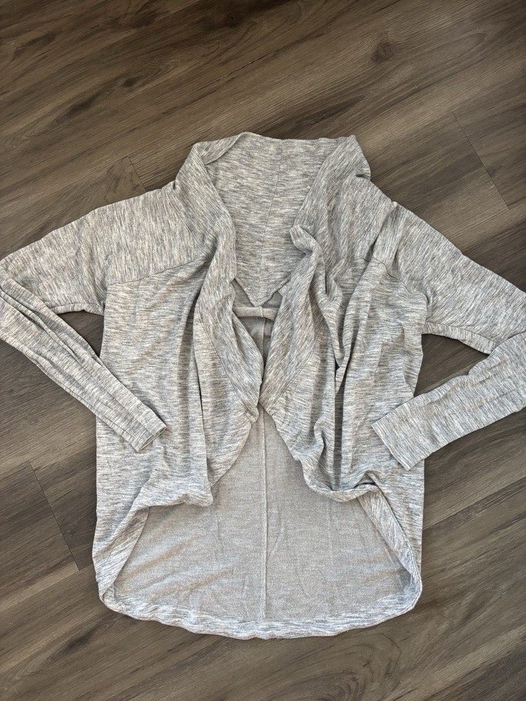 Athleta Women's Gray Long Sleeve Open Front Stretch Activewear Top Size S