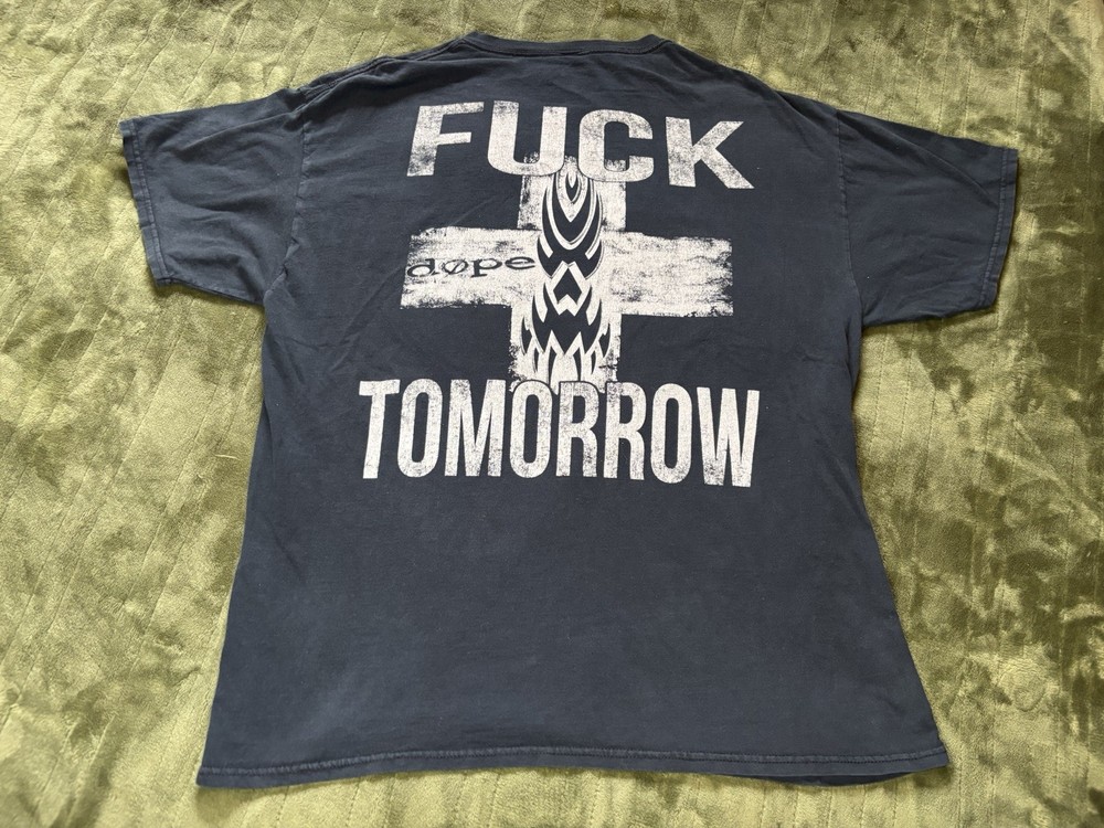Vintage Dope Band Shirt Mens XL Black What About Tomorrow Vulgar Rock Metal Y2K