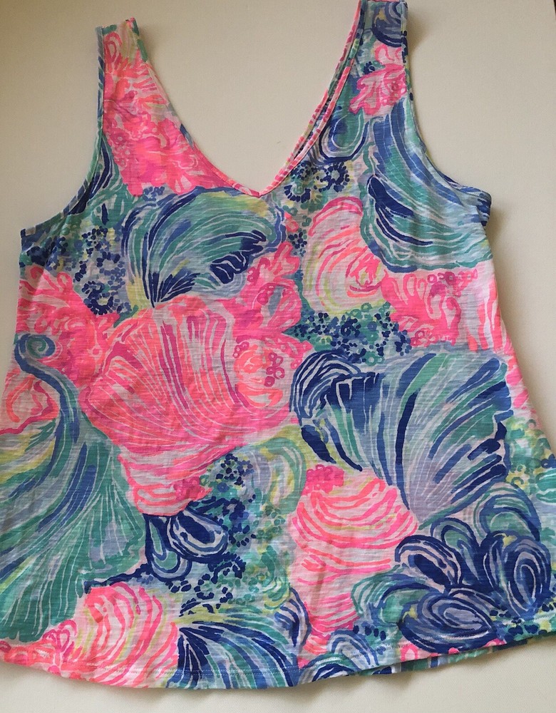 Lilly Pulitzer Tank Top NWOT Floral Bright Beautiful Size L