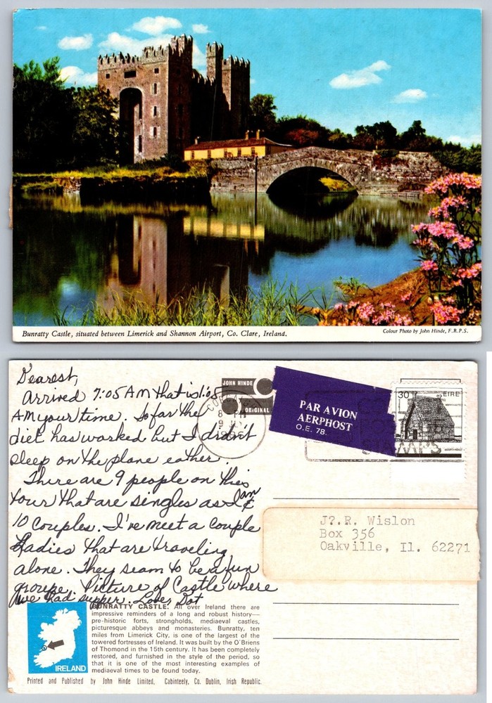 Bunratty Castle Ireland Vintage Postcard John Hinde Photo 1978 Posted