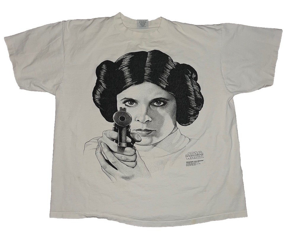 Vintage Star Wars Princess Leia Organa T Shirt White XXL Big Face