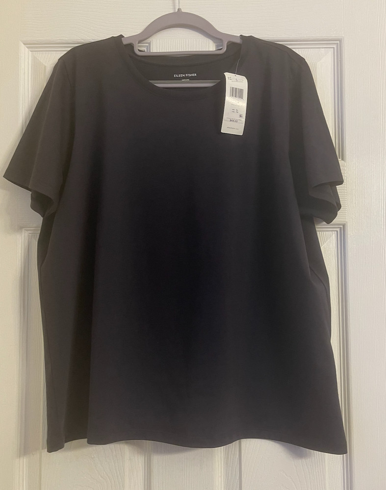 NWT Eileen Fisher Organic Cotton Nocturne Round Neck Tee XL