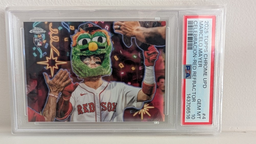 2025 Topps Chrome Update Marcelo Mayer Celebracion Red Refractor 4/5 SSP PSA 10