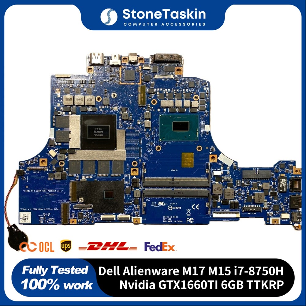 For Dell Alienware M17 M15 Motherboard Intel i7-8750H Nvidia GTX1660TI 6GB TTKRP