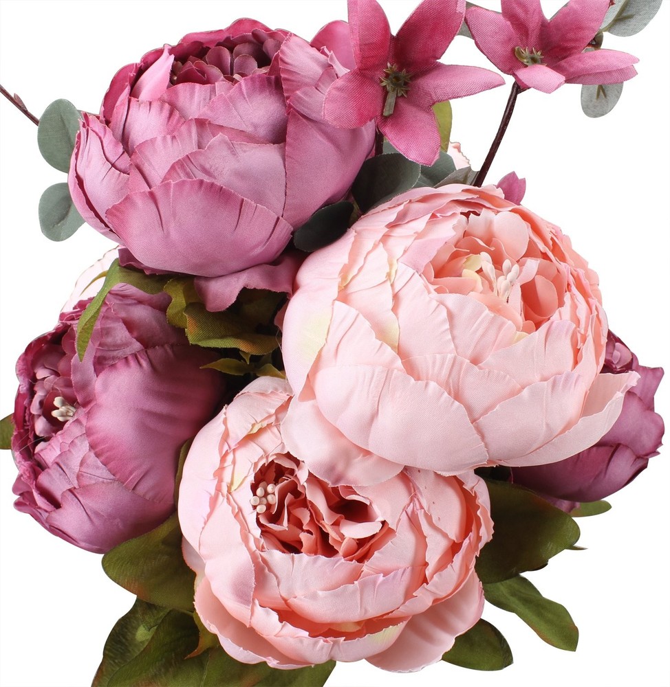 Fake Flowers Vintage Artificial Peony Silk Flowers Wedding Home Decoration,Pa...