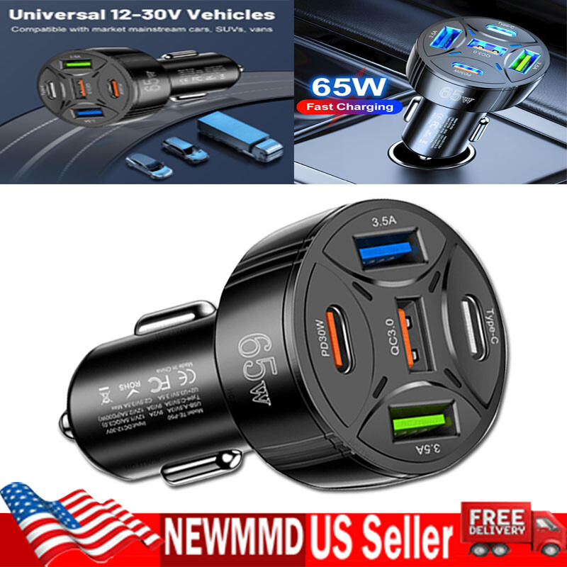 65W Super Fast Car Charger Adapter For iPhone 15 Pro Max 14 Plus 13 12 11 Xs Max