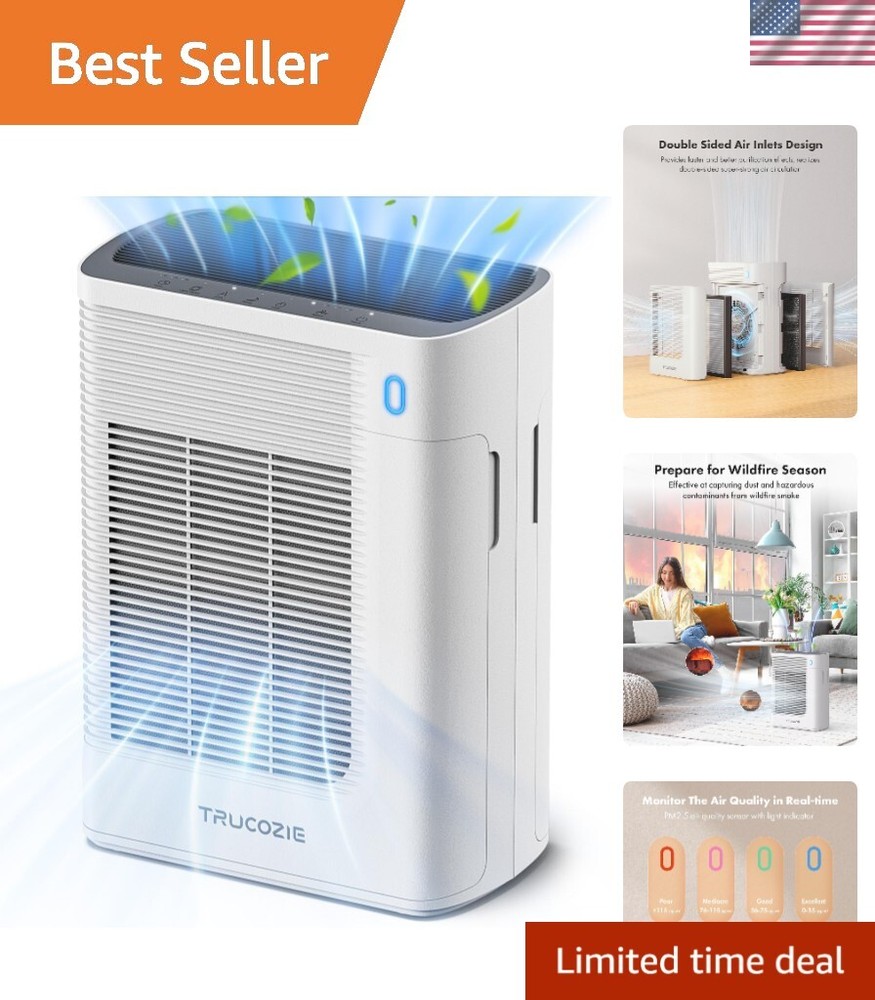 Ultra-Quiet Air Purifier with H13 HEPA Filter - Covers 1937 Ft² Efficiently