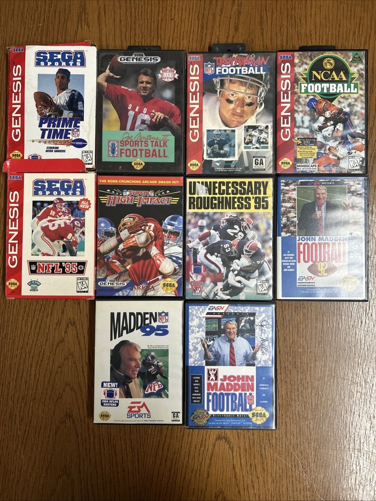 Lot Of 10 Various Used Sega Genesis Sports Games EA Madden Football NFL NCAA