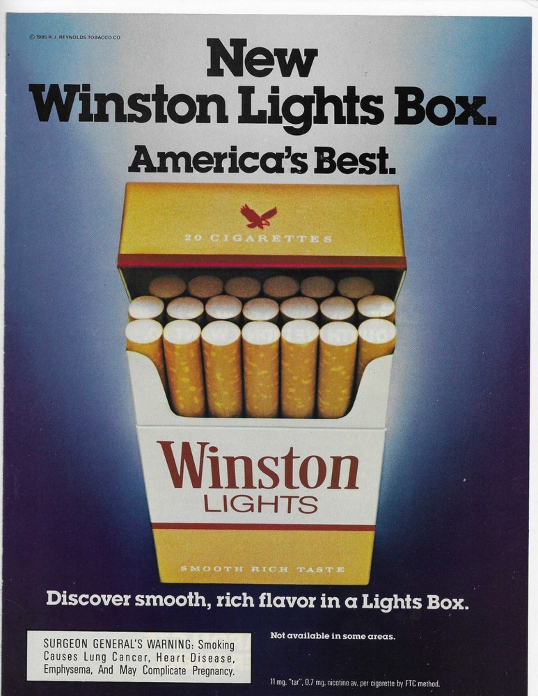 New Winston Lights Box Cigarettes Original Print Ad