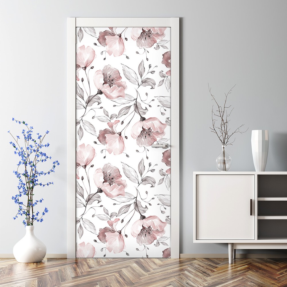 Roses renters design nursery Self adhesive Door Decal Decor Wallpaper