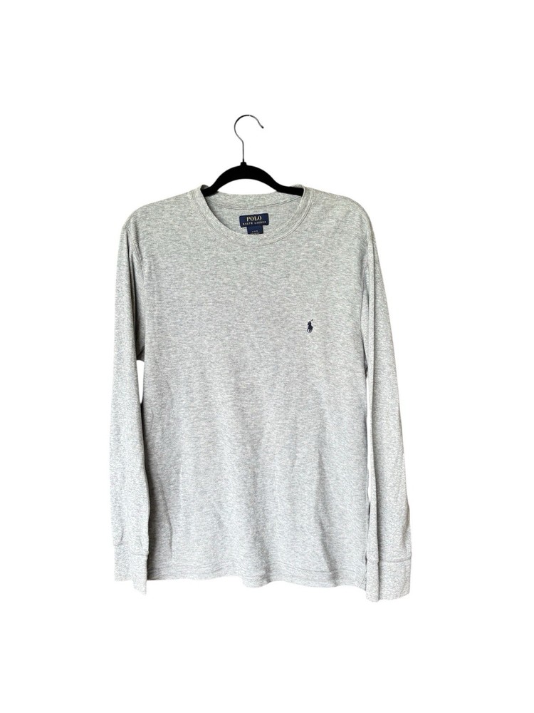 Polo Ralph Lauren  Crew Thermal Waffle Knit Shirt Gray Long Sleeve Mens Large