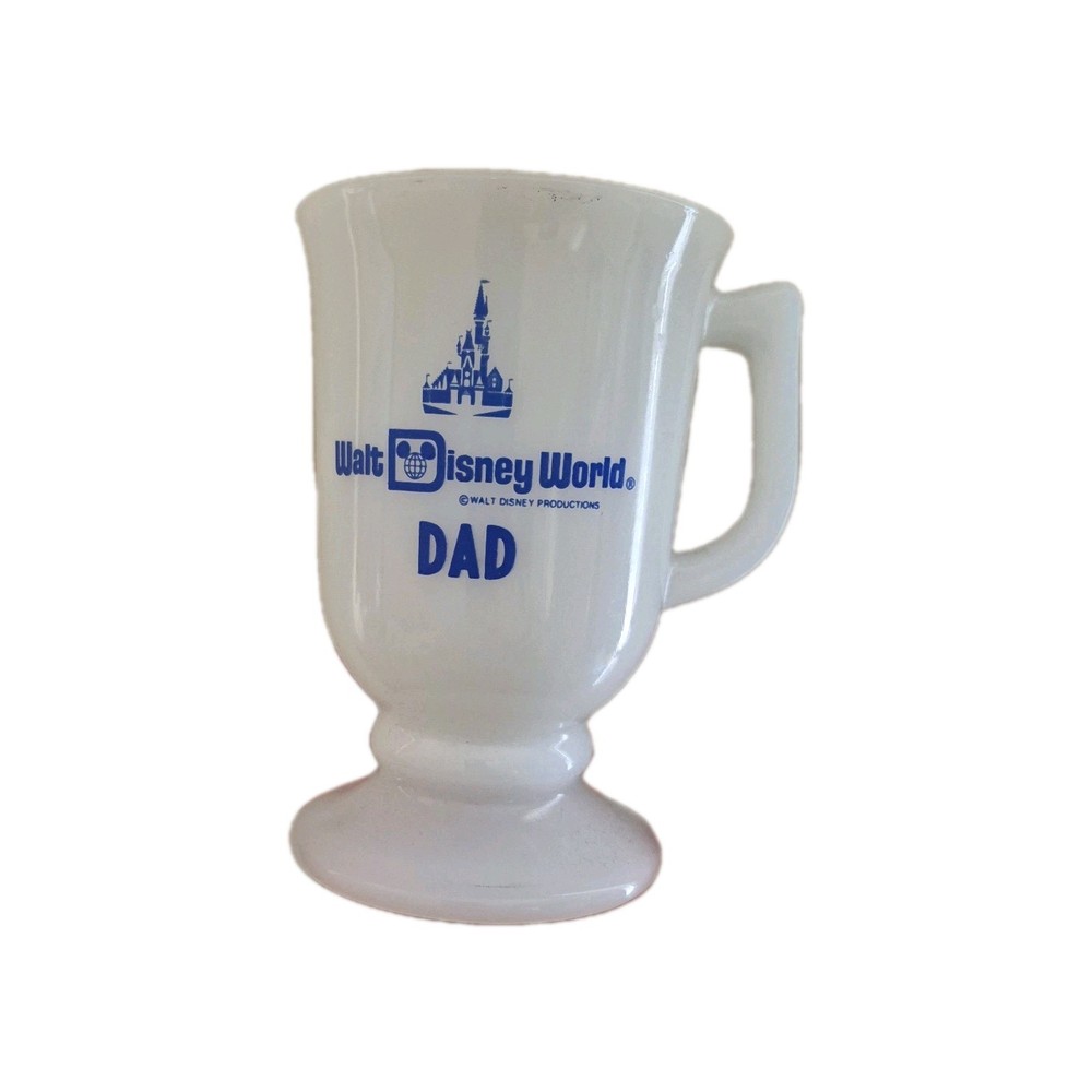 VTG Walt Disney World DAD Milk Glass Mug Cup Disney Productions