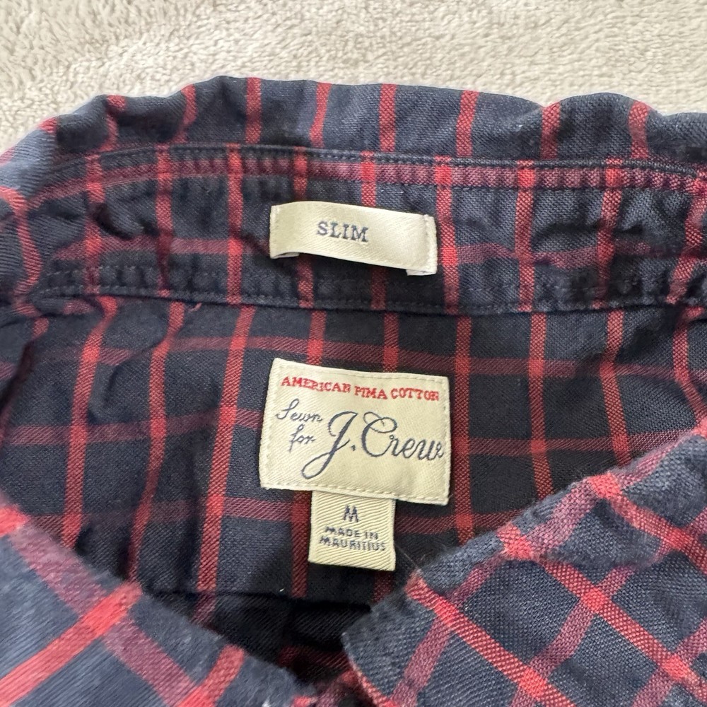 J. Crew Button Down Shirt Mens Large Long Sleeve American Pima Cotton Slim Red