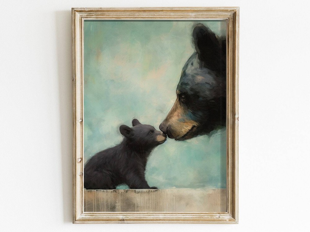 Bear Nursery Print Forest Animal Art Vintage Nursery Decor Baby Animal Wall Art