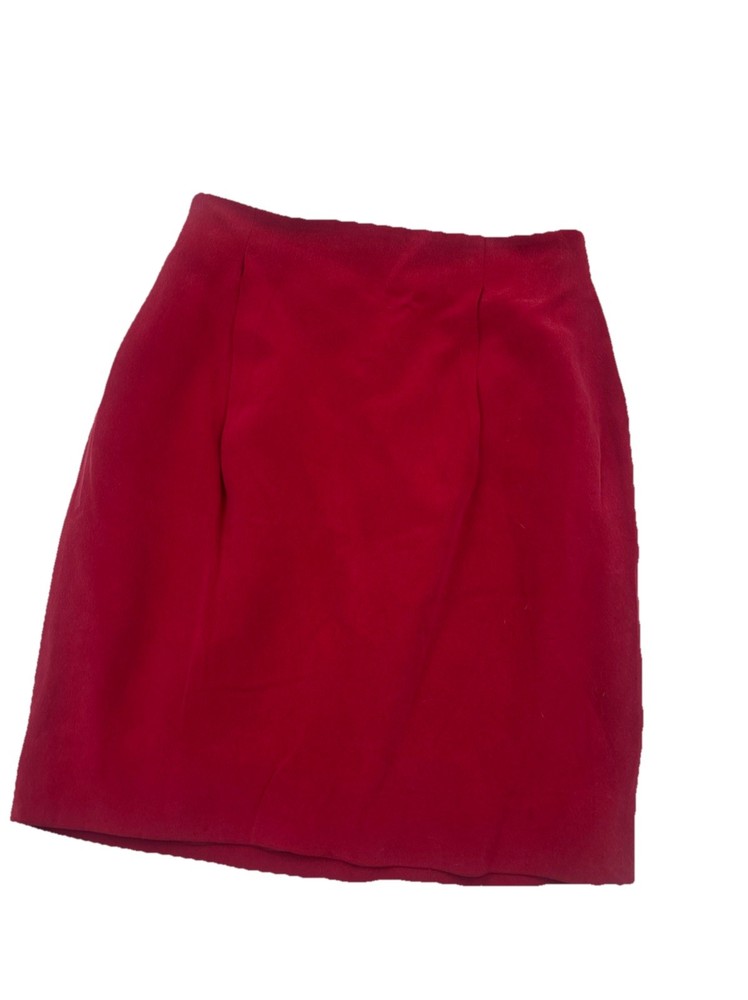 Dana Buchman 100% Silk Red Pencil Skirt Lined Pockets Size 6