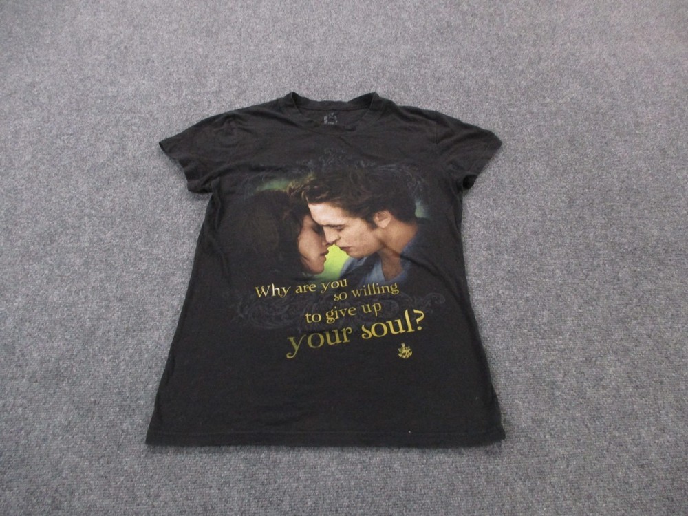 Twilight Saga New Moon T Shirt Womens XL Black Graphic Movie Edward Bella Y2K