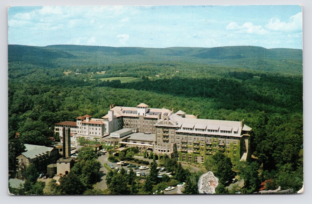 1960s The Inn Pocono Mountains Aerial Buck Hill Falls Pennsylvania PA Postcard
