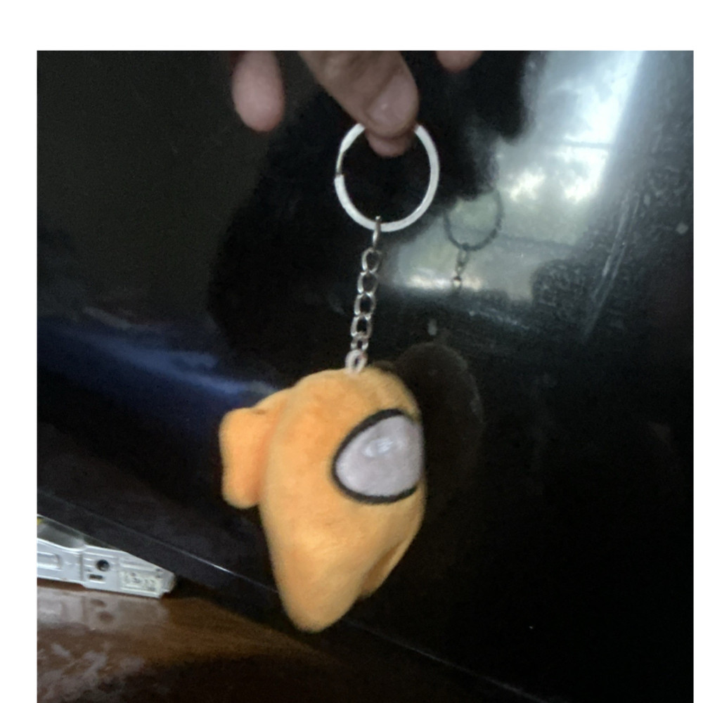 Among Us Orange Plush Character Keychain w/ Detachable Metal Keyring