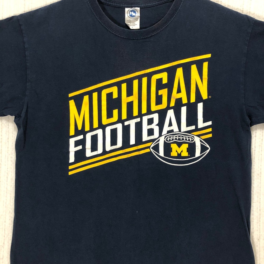 New Agenda Michigan Football T-Shirt Mens Large Navy Blue Wolverines NCAA Tee