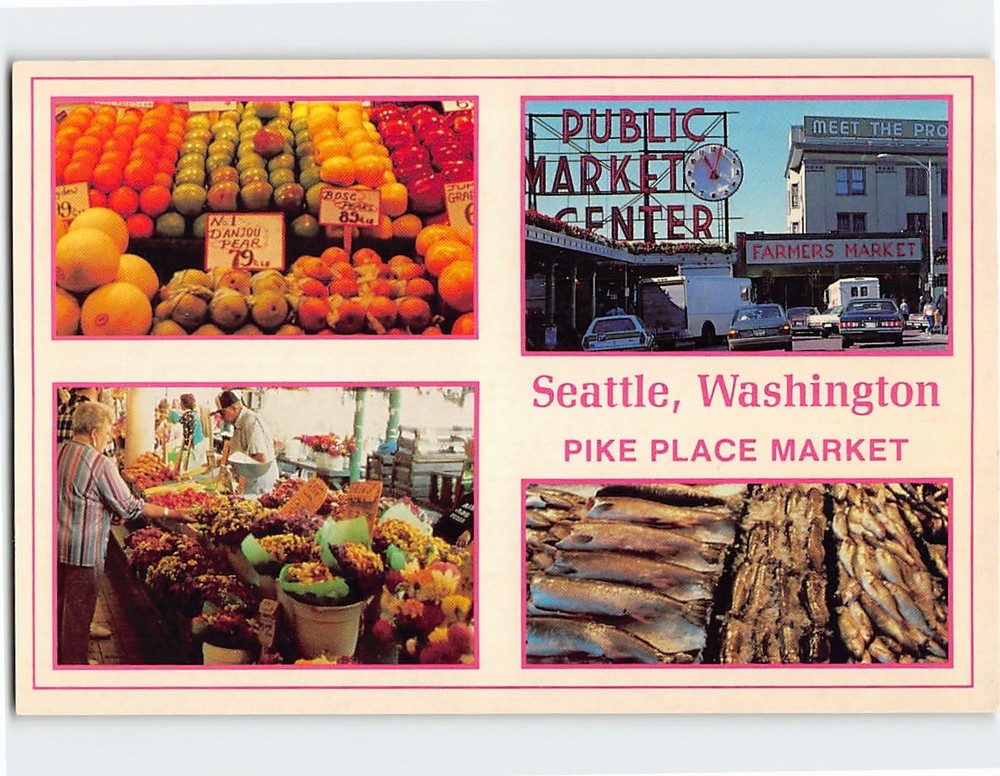 Postcard Pike Place Market Seattle Washington USA