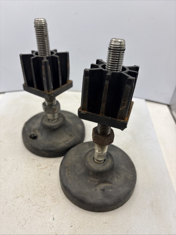 Lot Of 2 Swivel Leveling Feet 7” H 4-1/4” Base Dia 4-1/4” Shaft 3/4” Shaft Dia