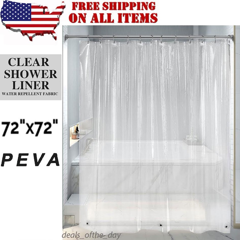 Clear Shower Curtain Liner 5G Heavy Duty PEVA Waterproof with 72''x72''