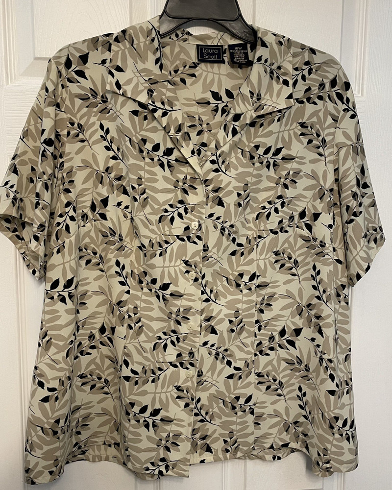 Laura Scott Plus Size Women's Button Up Short Sleeve Blouse 18W