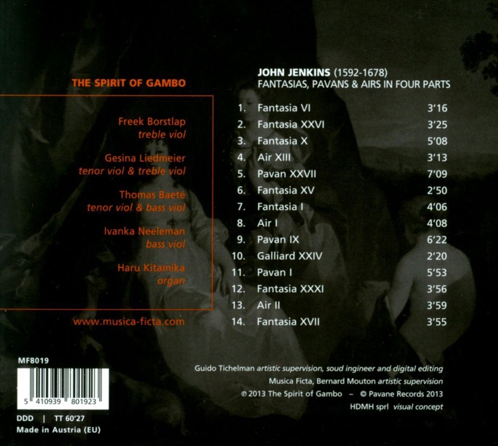 John Jenkins Spirit of Gambo Fantasias Pavans & Airs 4-Part CD  