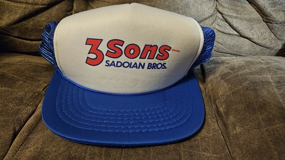 Vintage Blue 3 Sons Sadoian Bros.  Mesh Back Trucker Hat