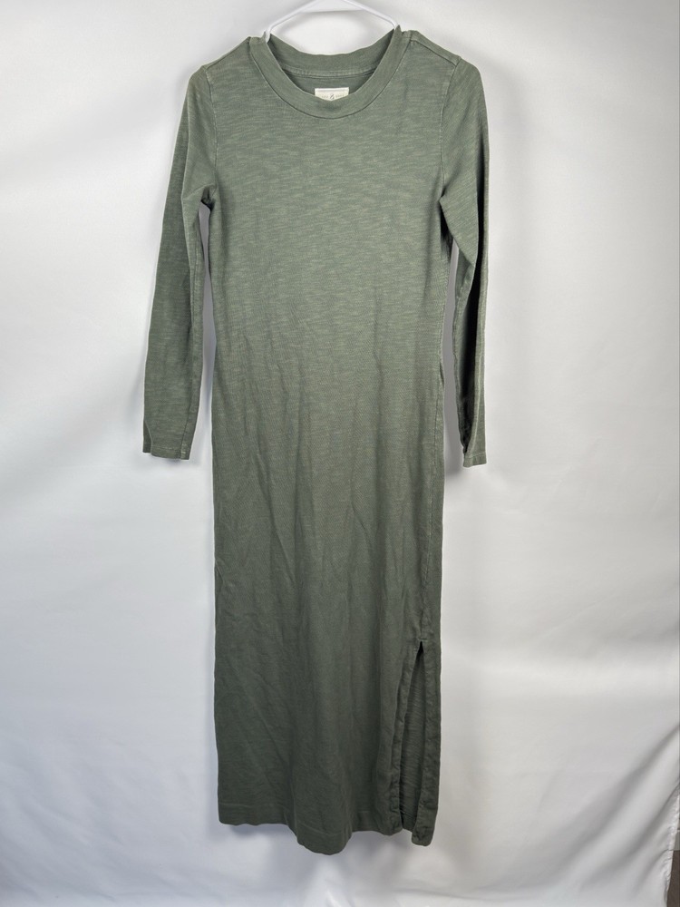 LOU & GREY XS Cozy soft stretchy Rayon Green sweater dress long sleeve size