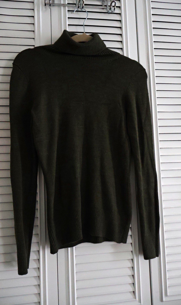 French Connection Womens Green Solid Knit Turtleneck Pullover Sweater Size S